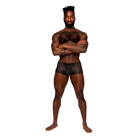 Male Power Sassy Lace Mini Short Sheer Pouch Black S-Pinkfoxxx