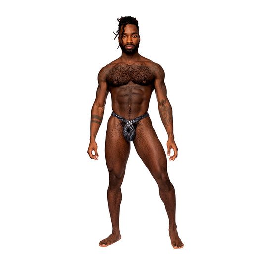 Male Power S'naked Criss Cross Thong Black/Blue S/M-Pinkfoxxx