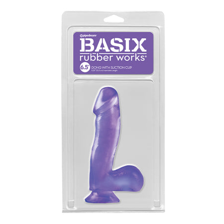 Pipedream Basix Rubber Works 6.5 in. Dong With Balls & Suction Cup Purple
