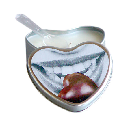 Earthly Body Flavored Edible Massage Candle in 4oz Heart Shaped Tin