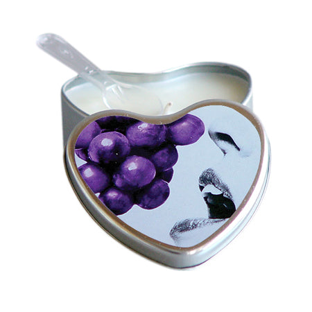 Earthly Body Grape Flavored Edible Massage Candle in 4oz Heart Shaped Tin - Pinkfoxxx