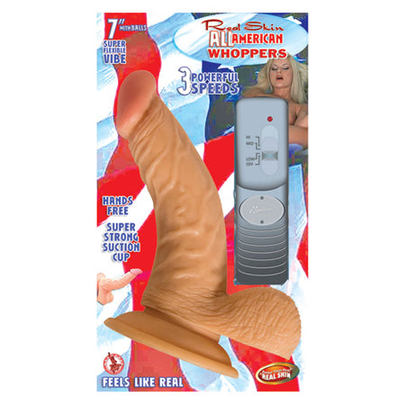 All American Whoppers 7in. Vibrating Dong With Balls - Pinkfoxxx