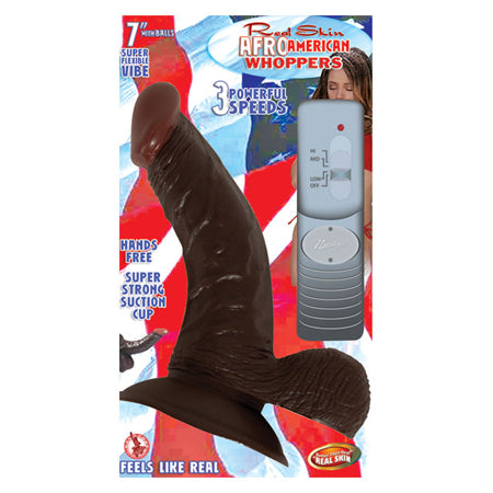 Afro American Whoppers 7in. Vibrating Dong With Balls - Pinkfoxxx