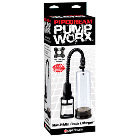 Pipedream Pump Worx Max-Width Penis Enlarger Pump Clear/Black - Pinkfoxxx