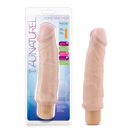 Blush Au Naturel Home Wrecker 9.5 in. Dual Density Vibrating Dildo Beige - Pinkfoxxx