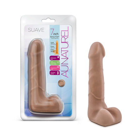 Blush Au Naturel Suave 7 in. Posable Dual Density Dildo with Balls Tan - Pinkfoxxx