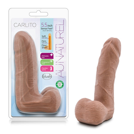 Blush Au Naturel Carlito 5 in. Posable Dual Density Dildo with Balls Tan - Pinkfoxxx