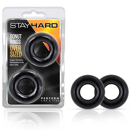 Blush Stay Hard Donut Rings Oversized Cockring 2-Pack Black - Pinkfoxxx