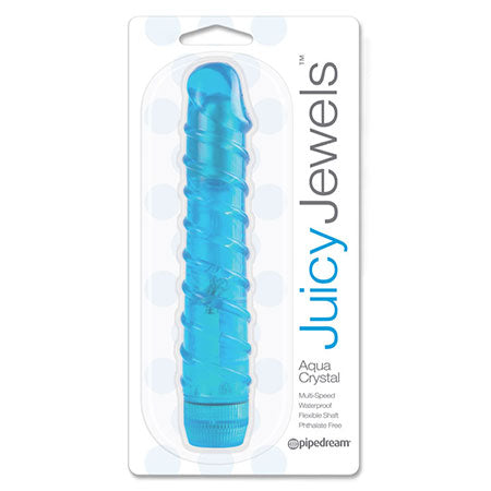 Pipedream Juicy Jewels Aqua Crystal Ribbed Semi-Realistic Vibrator Blue - Pinkfoxxx