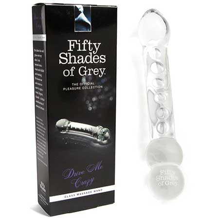 Fifty Shades of Grey Drive Me Crazy 7.5 in. Glass Massage Wand Dildo Clear - Pinkfoxxx