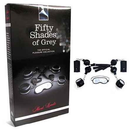 Fifty Shades of Grey Hard Limits 4-Piece Restraint Kit Black/Silver - Pinkfoxxx