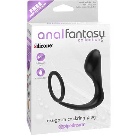 Pipedream Anal Fantasy Collection Silicone Ass-Gasm Cockring Plug Black - Pinkfoxxx