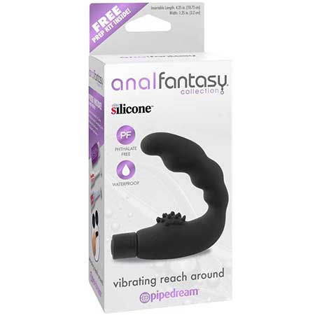 Pipedream Anal Fantasy Collection Silicone Vibrating Reach Around Prostate Massager Black - Pinkfoxxx