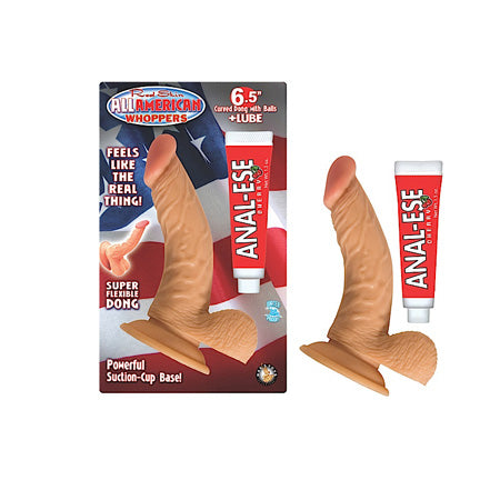 All American Whoppers 6.5in Curved Dong with Balls - Pinkfoxxx