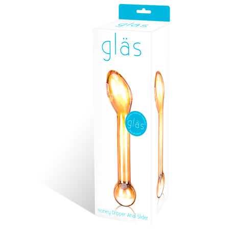 Glas 7 in. Honey Dripper Anal Slider Prostate Stimulating Glass Dildo - Pinkfoxxx