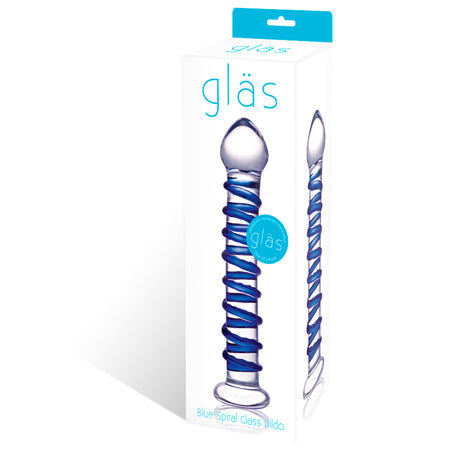 Glas 7.5 in. Blue Spiral Glass Dildo - Pinkfoxxx