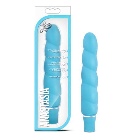 Blush Luxe Anastasia Silicone Slimline Vibrator Aqua - Pinkfoxxx