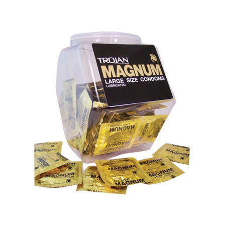 Trojan Magnum Large Size Latex Condoms (Bowl of 40) - Pinkfoxxx