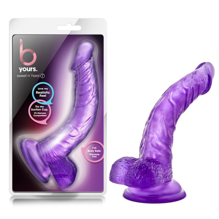 Blush B Yours Sweet 'n Hard 7 Realistic 8.5 in. Dildo with Balls & Suction Cup Purple