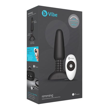 b-Vibe Rimming Rechargeable Remote-Controlled Vibrating Silicone Anal Plug with Rotating Beads Black - Pinkfoxxx