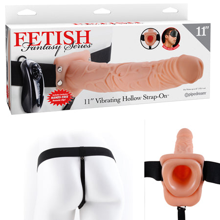Pipedream Fetish Fantasy Series 11 in. Vibrating Hollow Strap-On Beige/Black