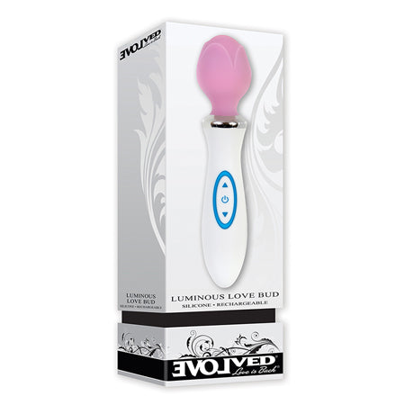 Evolved Luminous Love Bud Rechargeable Silicone Wand Vibrator Pink - Pinkfoxxx