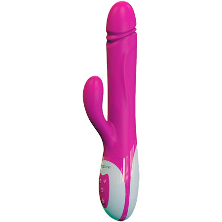 Nalone Wave Rechargeable Silicone Rotating Dual Stimulation Vibrator Pink - Pinkfoxxx