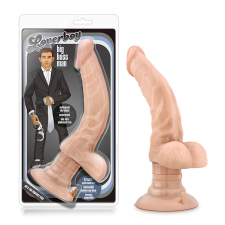 Blush Loverboy The Boss Man Realistic 10.25 in. Vibrating Dildo with Balls & Suction Cup Beige - Pinkfoxxx