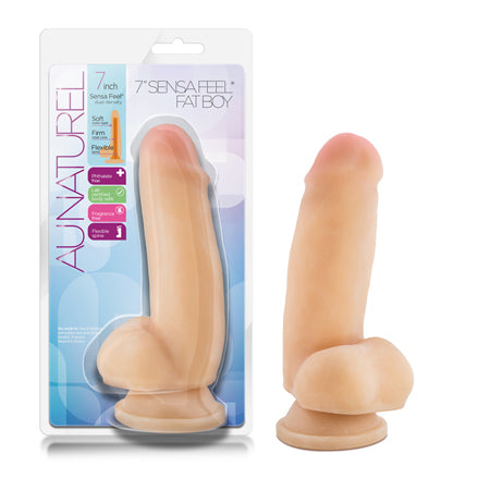 Blush Au Naturel 7 in. Fat Boy Posable Dual Density Dildo with Balls & Suction Cup Beige - Pinkfoxxx