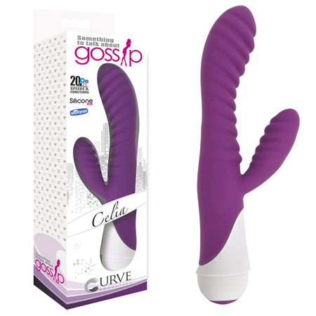 Curve Toys Gossip Diana Waterproof Ringed Silicone Flexible Dual Stimulation Vibrator Violet - Pinkfoxxx