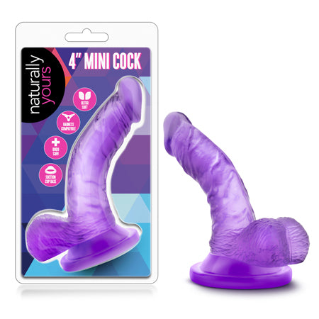 Blush Naturally Yours 4 in. Mini Cock Realistic Dildo with Balls & Suction Cup Purple - Pinkfoxxx