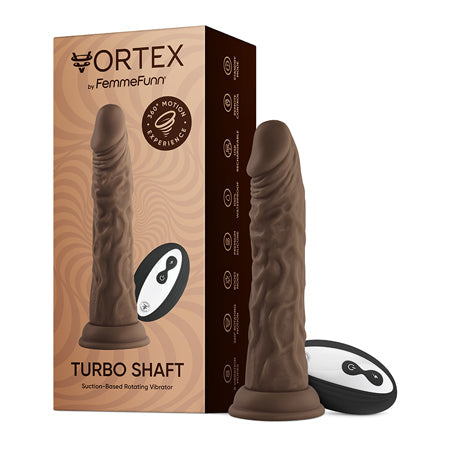 FemmeFunn Vortex Turbo Shaft 2.0 Rechargeable Remote-Controlled 8 in. Silicone Vibrating Rotating Dildo with Suction Cup