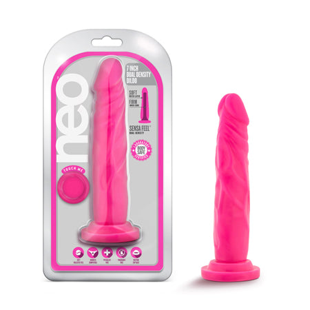 Blush Neo 7.5 in. Dual Density Dildo with Suction Cup Neon Pink