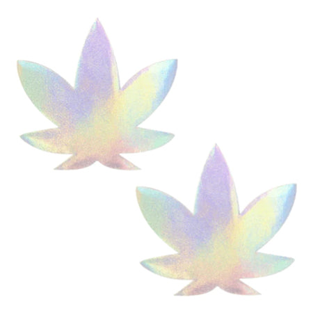 Neva Nude Pasty Weed Leaf Holographic