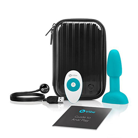 b-Vibe Rimming Petite Rechargeable Remote-Controlled Vibrating Silicone Anal Plug with Rotating Beads Teal - Pinkfoxxx