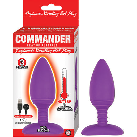 Commander Beginner Vibrating Hot Plug Heating Magnetic Charging 3 Function Waterproof Purple - Pinkfoxxx