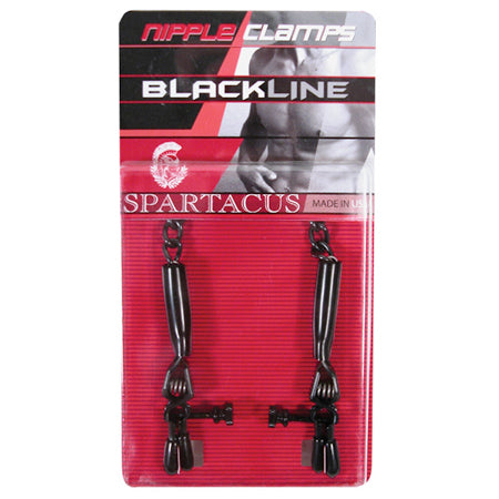 Spartacus Blackline Nipple Clamps Adjustable Rubber Tipped Pinchers