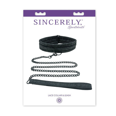 Sincerely, Sportsheets Lace Adjustable Collar & Leash Black - Pinkfoxxx