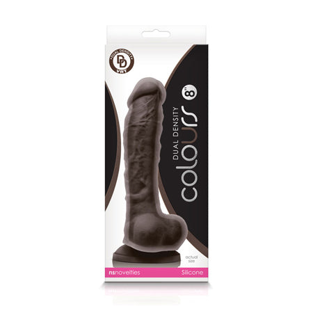 Colours Dual Density 8 in. Dildo Dark Brown - Pinkfoxxx