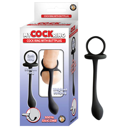 My Cockring Cockring With Weighed Buttplug Black - Pinkfoxxx