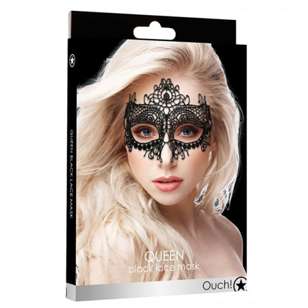 Ouch! Queen Lace Eye Mask Black - Pinkfoxxx