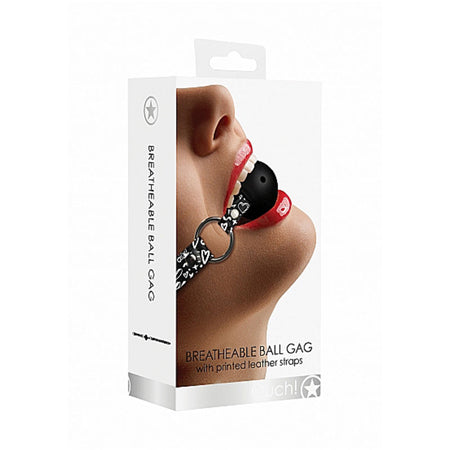 Ouch! Love Street Art Fashion Printed Adjustable Breathable Ball Gag Black - Pinkfoxxx