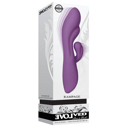 Evolved Rampage Rechargeable Silicone Dual Stimulator Purple - Pinkfoxxx