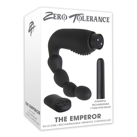 Zero Tolerance The Emperor Rechargeable Remote-Controlled Vibrating Silicone Prostate Massager Black - Pinkfoxxx