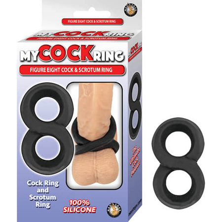 My Cockring Figure Eight Cock & Scrotum Ring Black - Pinkfoxxx