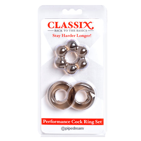 Pipedream Classix 3-Piece Performance Cock Ring Set Smoke - Pinkfoxxx