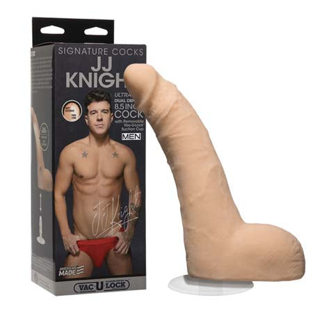 Signature Cocks JJ Knight 8.5 inch ULTRASKYN Cock with Removable Vac-U-Lock Suction Cup Vanilla - Pinkfoxxx