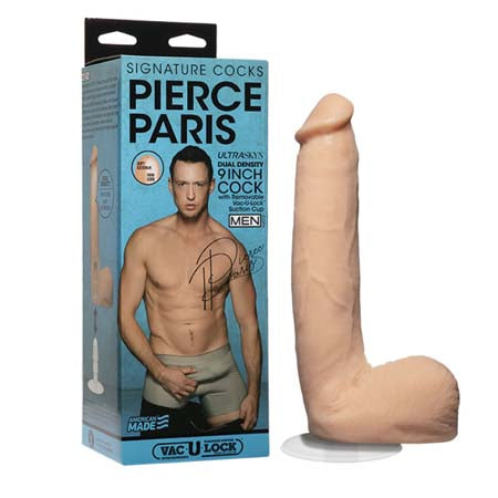 Signature Cocks Pierce Paris 9 Inch ULTRASKYN Cock with Removable Vac-U-Lock Suction Cup Vanilla - Pinkfoxxx