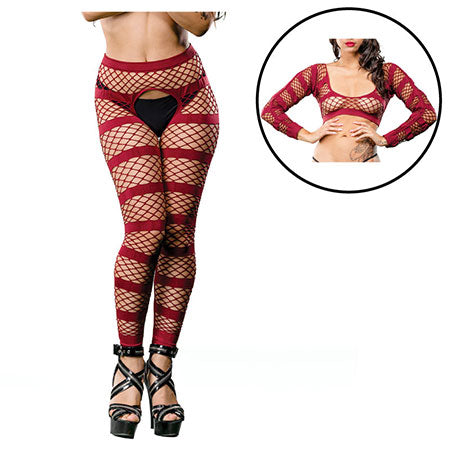 Burgandy Stripes  Crotchless Legging Packaging Box - Pinkfoxxx