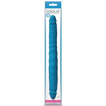 Colours Double Pleasure 12 in. Dual Ended Dildo Blue - Pinkfoxxx